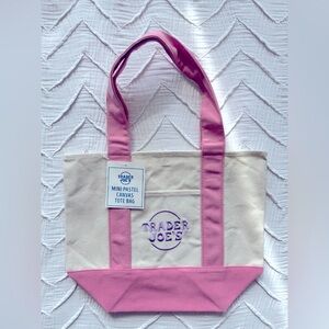 Trader Joe’s Mini Pastel Canvas Tote Bag  - pink